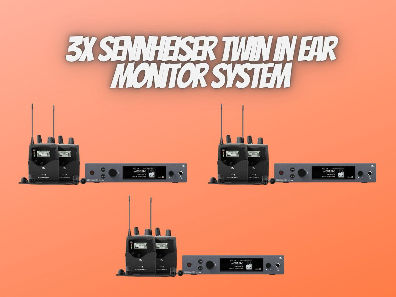 3x sennheiser wifi twin in-ear monitor system, b band