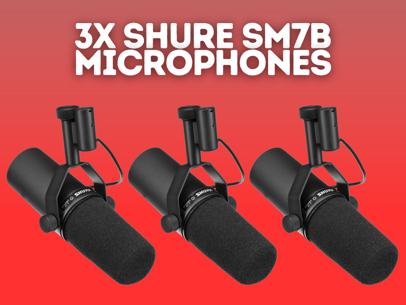 3x shure sm7b studio microphone