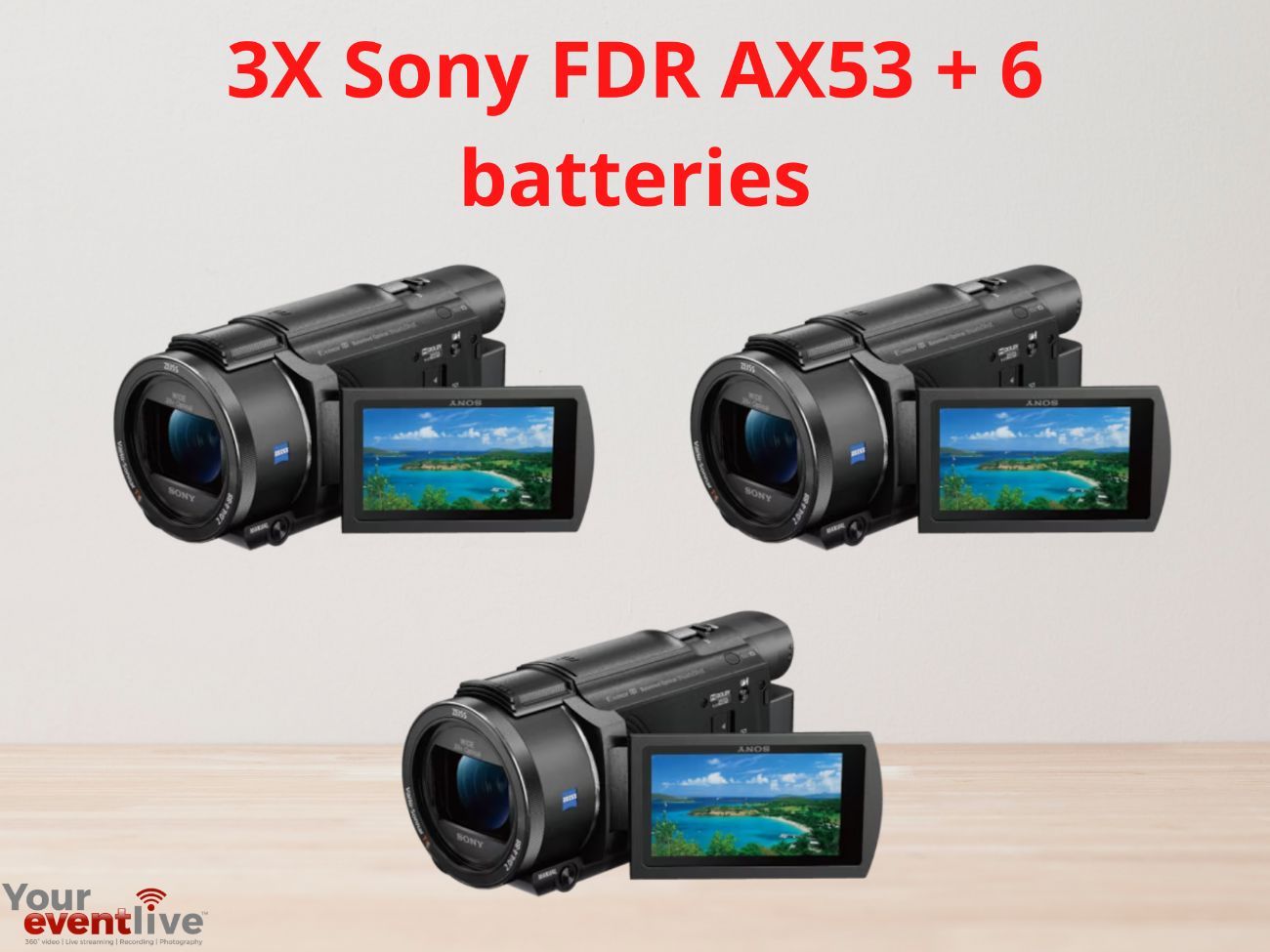 3x sony fdr ax53 4k handycam camcorder
