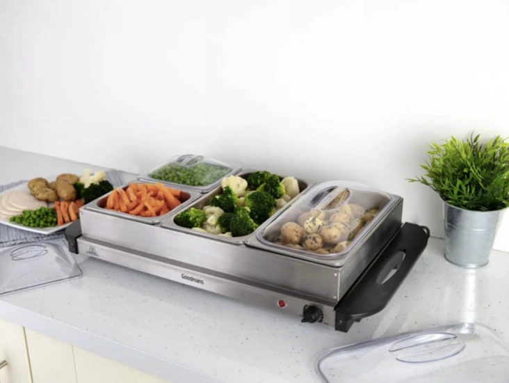 4 tray multipurpose buffet server party, food warmer.