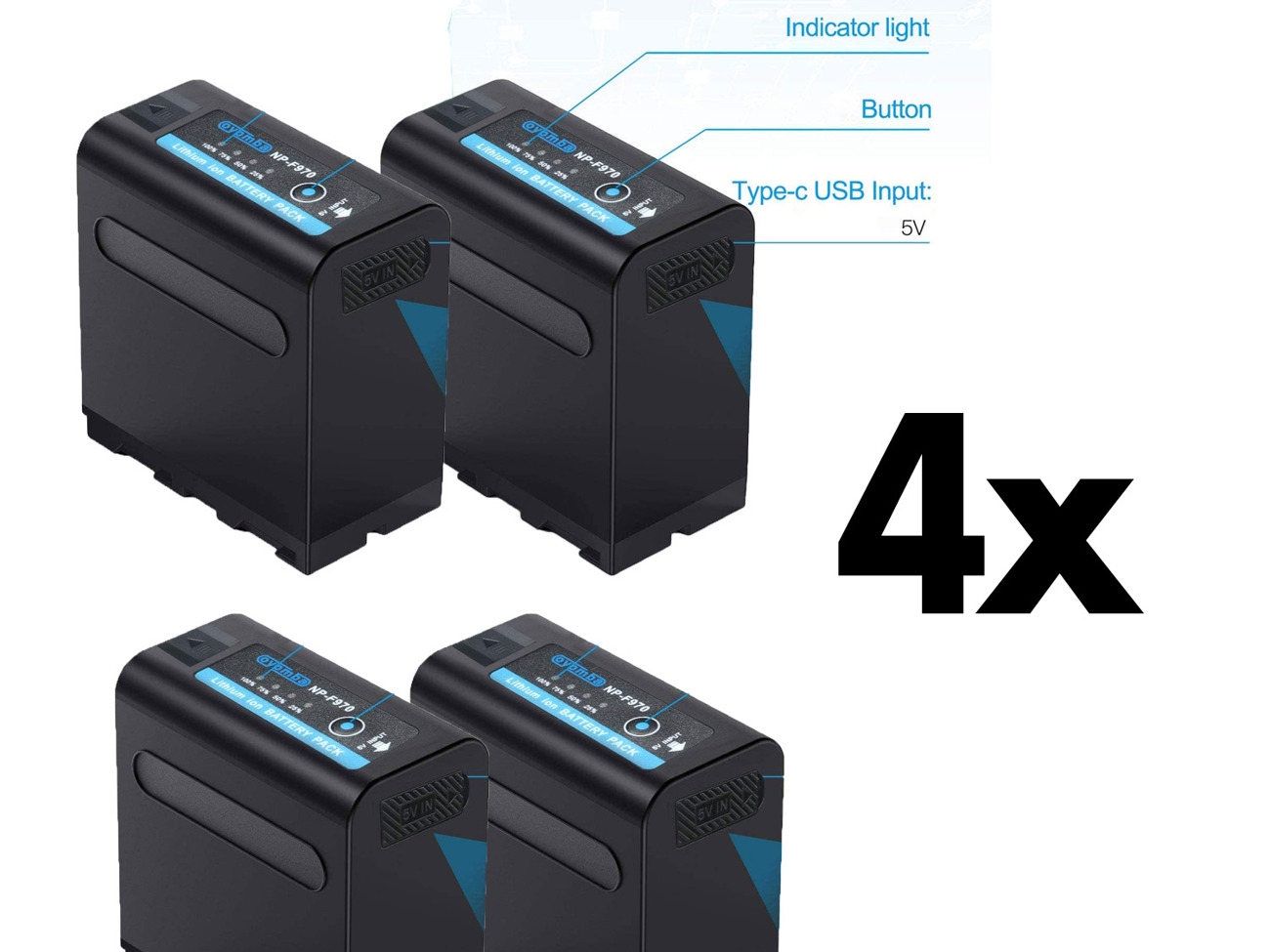 4 x 7800mah np-f970 battery npf970 f970