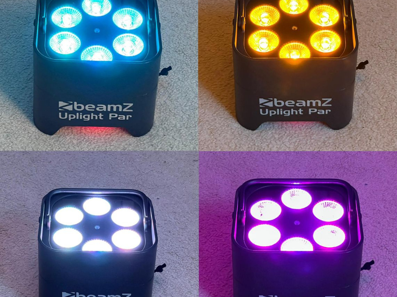 4 x beamz bbp96s led par uplighters - battery & mains