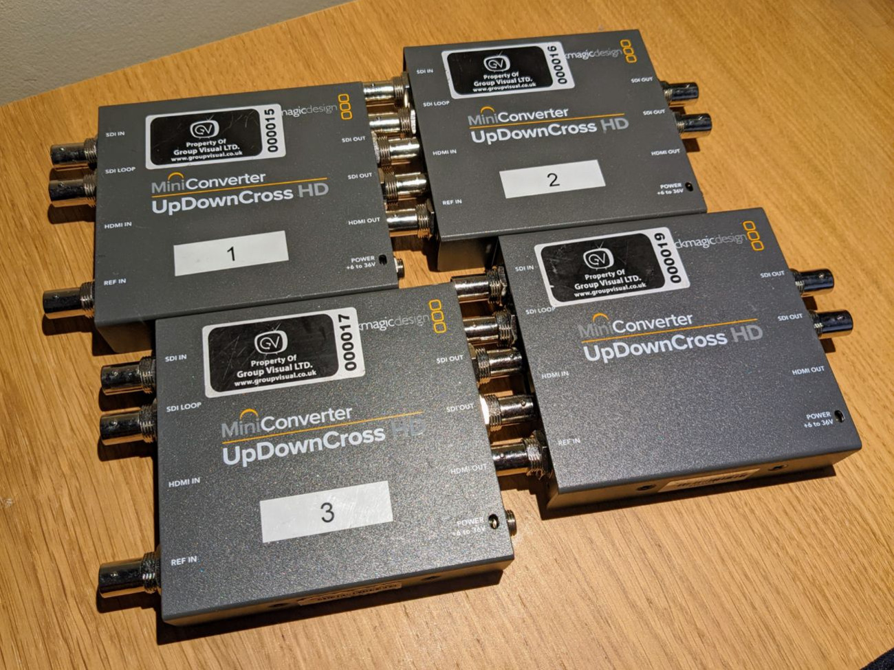 4 x blackmagic updowncross hd standards converters