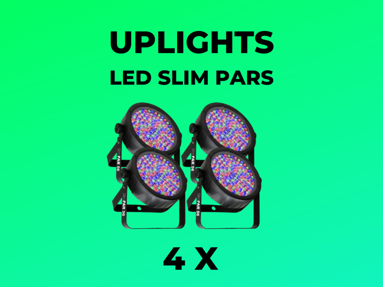 4 x led par uplights + full accessories / power / dmx