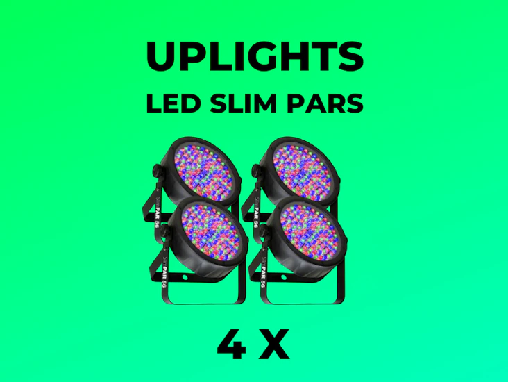 4 x led par uplights + full accessories / power / dmx