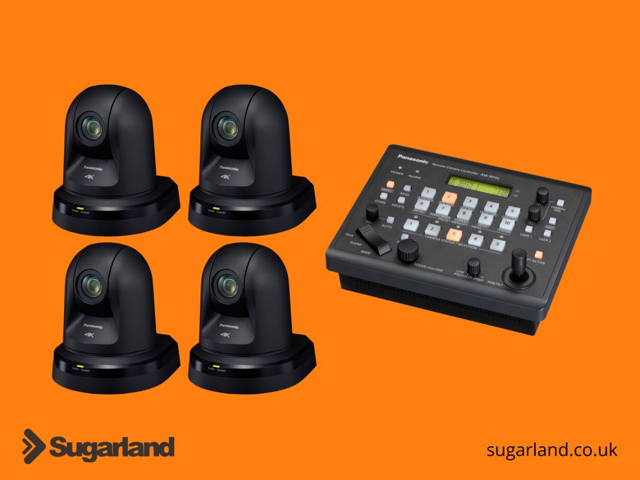 4 x panasonic aw-ue70 remote ptz camera + aw-rp50 controller