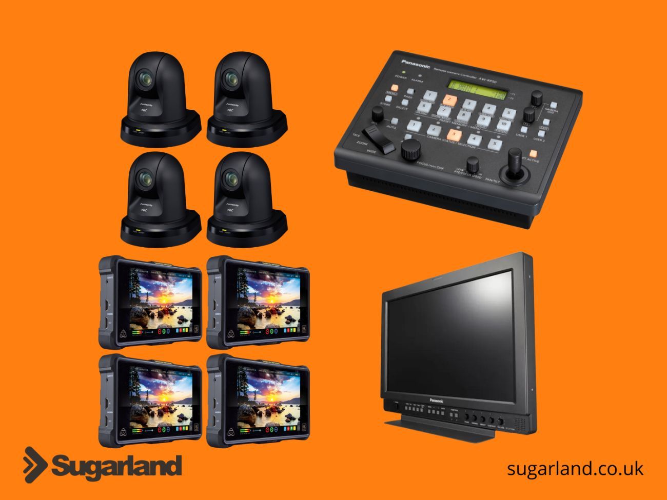 4 x ptz cameras + controller + 4 x recorders + monitor