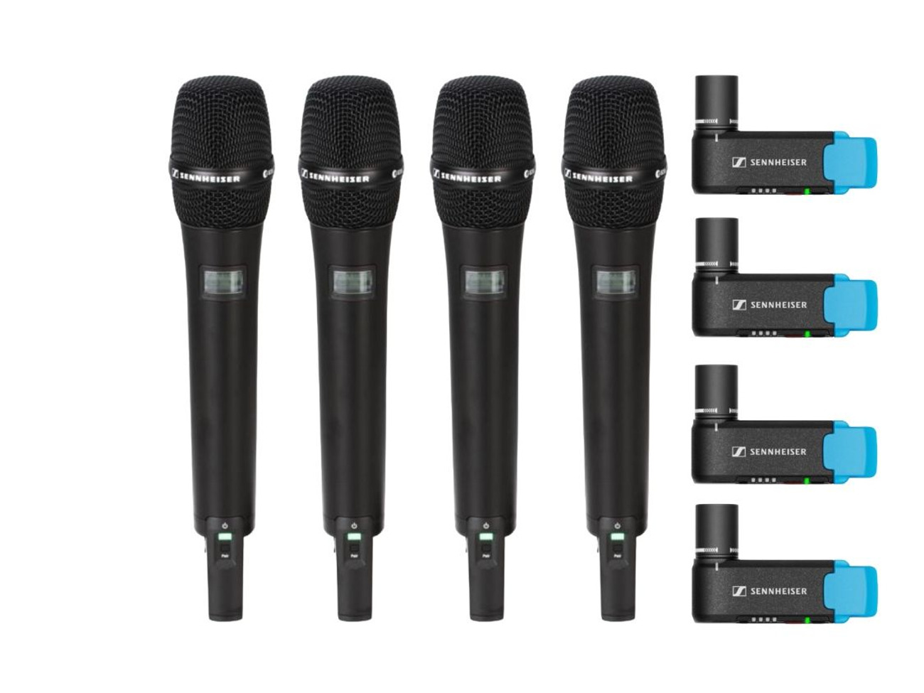 4 x sennheiser handheld wireless microphones avx  835 system  podcast event stage mic