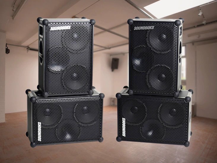 4 x soundboks battery powered pa speakers – 3-way 200w rms