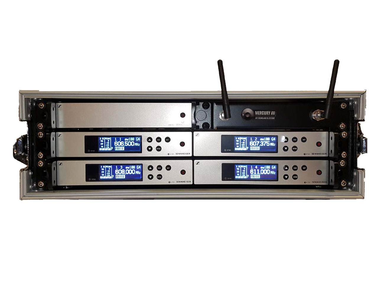 4-way sennheiser ew100 g4 wireless mic rack
