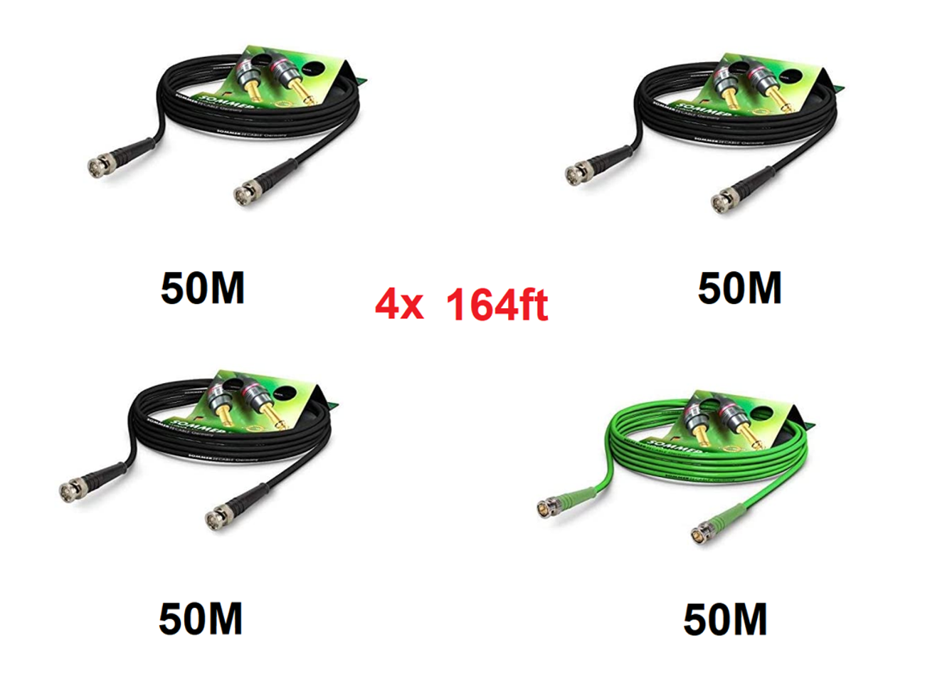 4x 50m cable bnc video cable 6g-sdi / 4k
