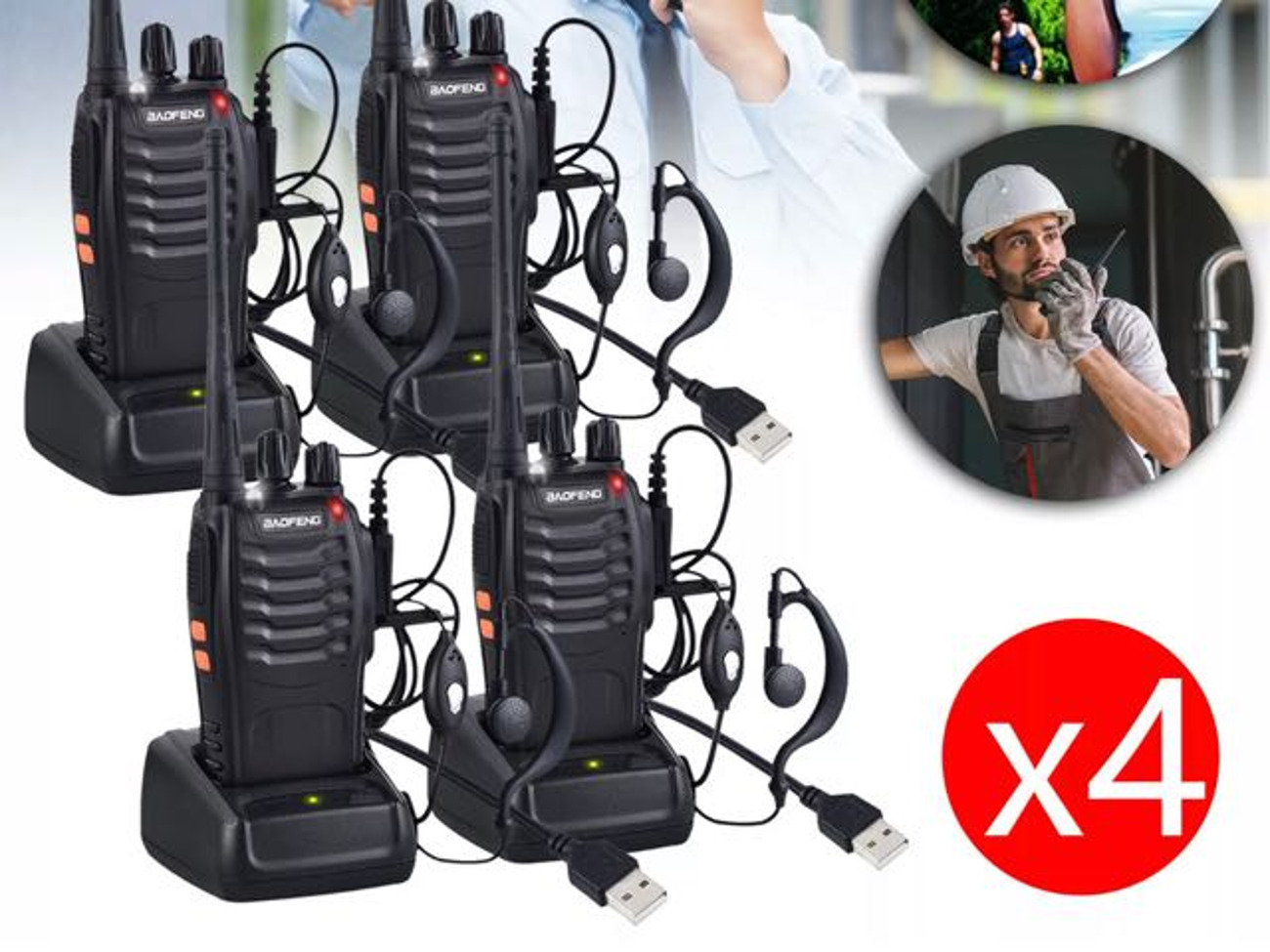 4x baofeng 888s two way radios usb walkie talkies