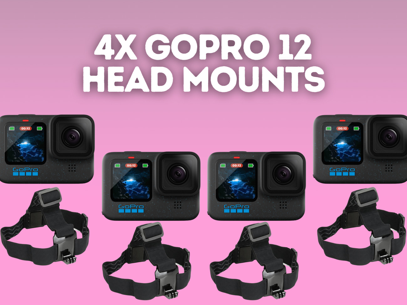 4x gopro 12 + head mounts
