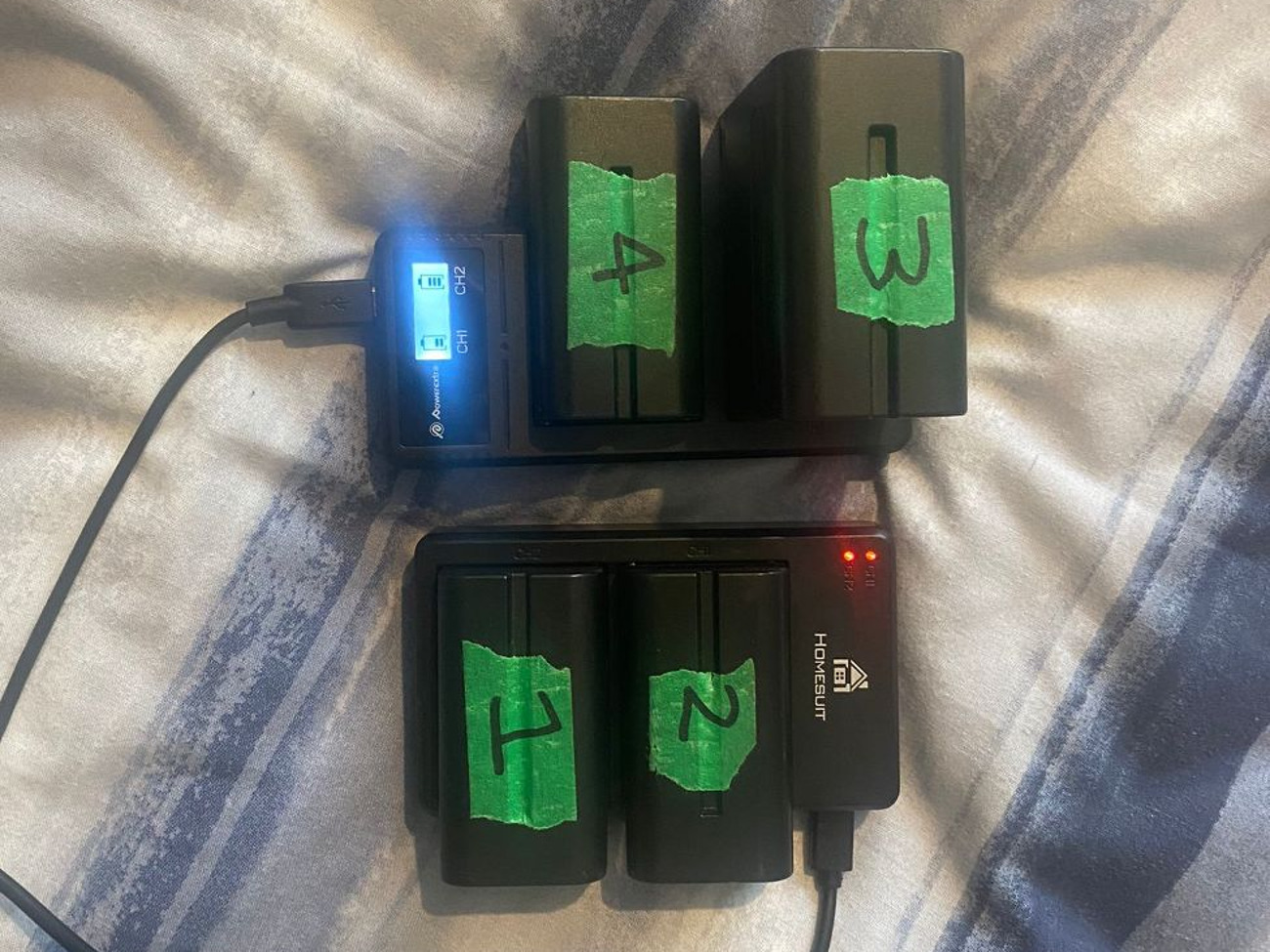 4x npf batteries + chargers