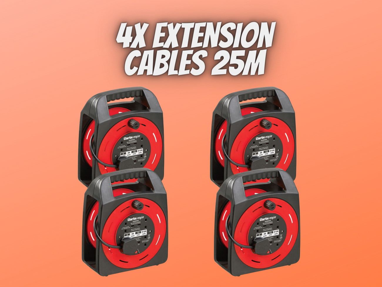 4x power extension cable 25 m