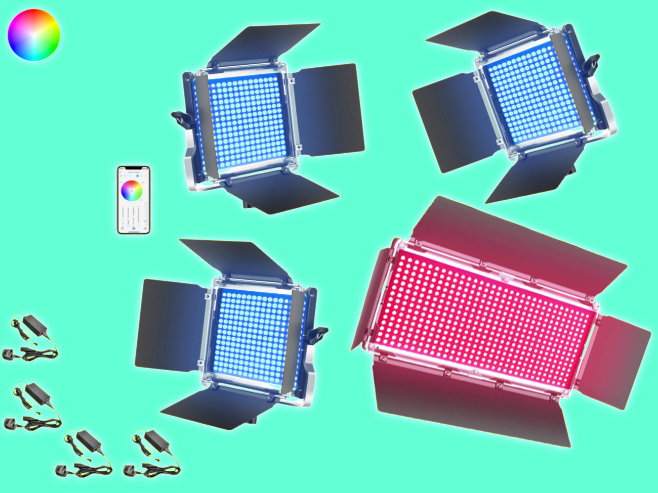4x rgb led light video led panel app controlled 