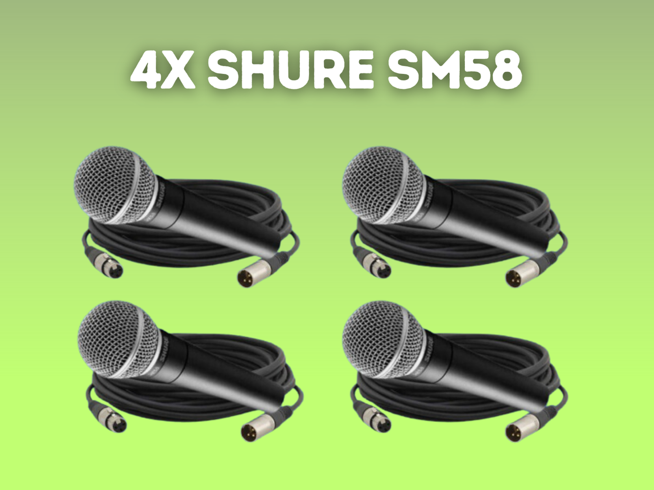 4x shure sm58 microphone + 4x 5m xlr cable