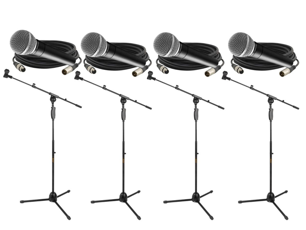 4x shure sm58 microphone + 4x stands