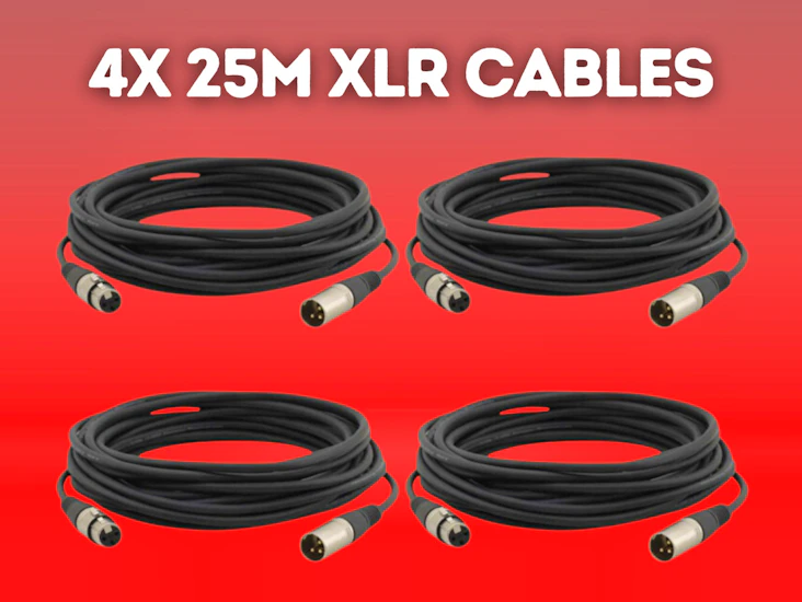 4x xlr to xlr cables, 25m