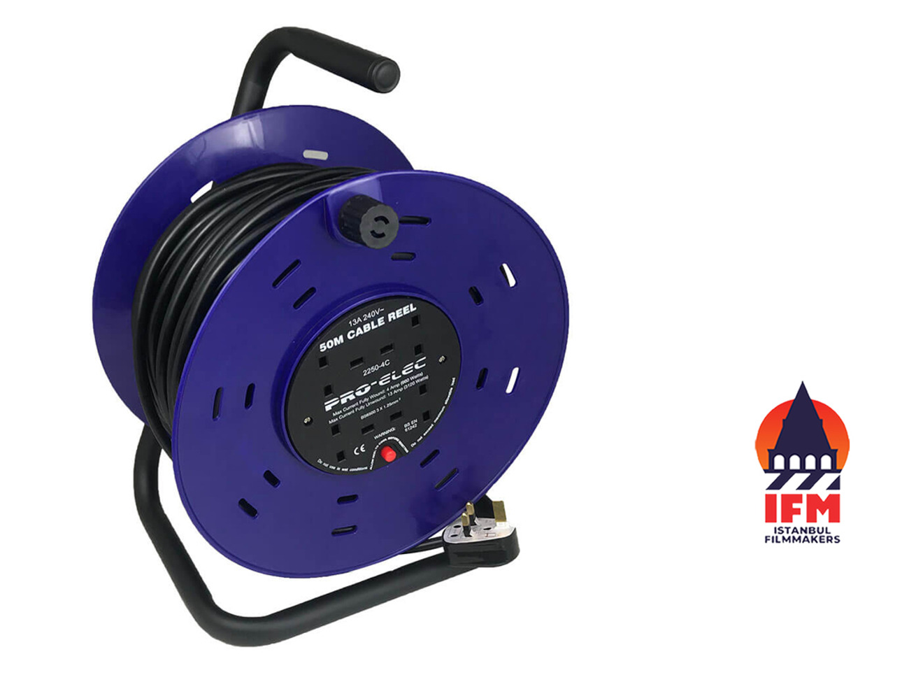 50m cable reel 13a 4 socket