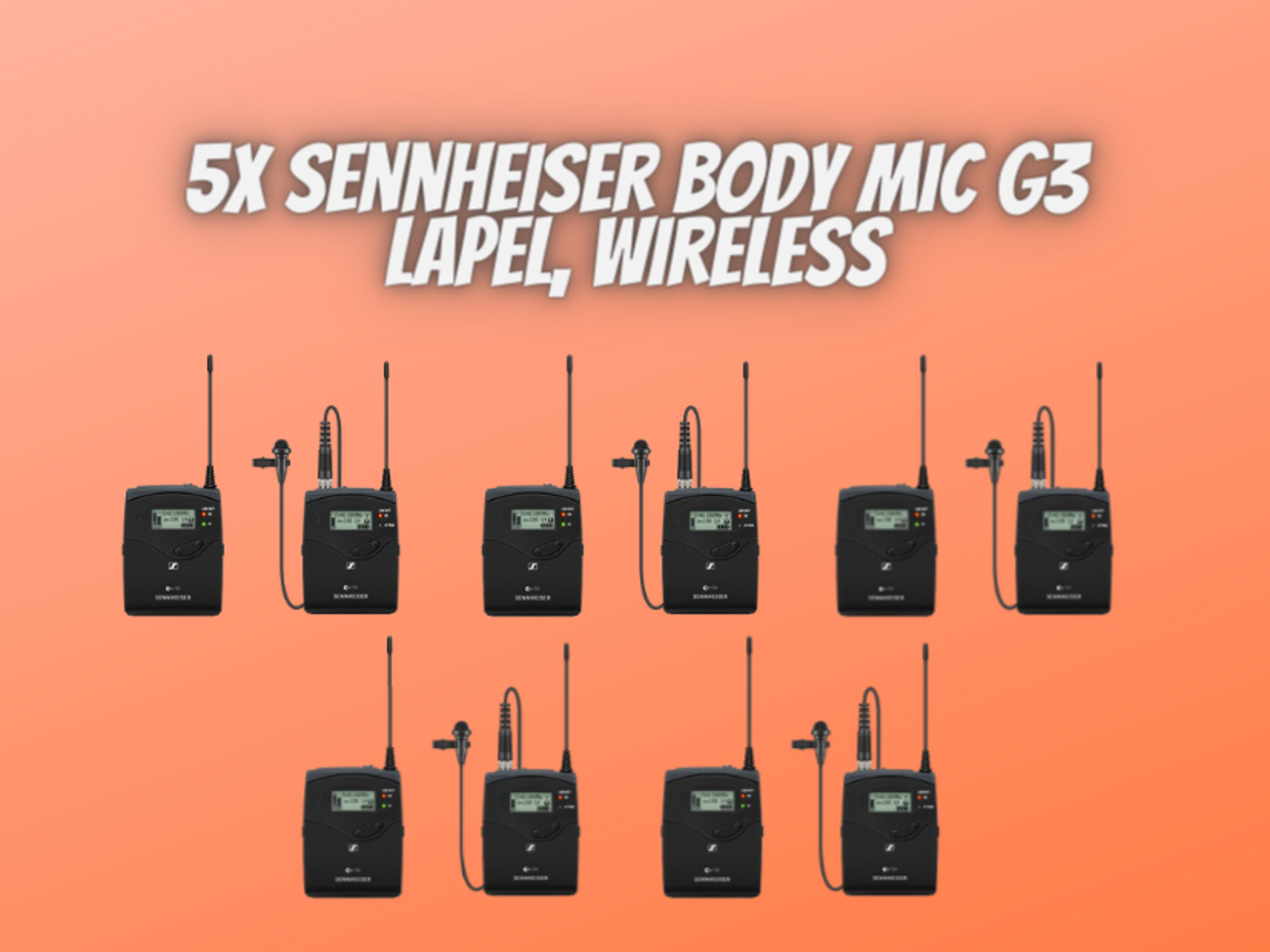 5x body microphone, lapel, sennheiser g3 g4, radio microphone