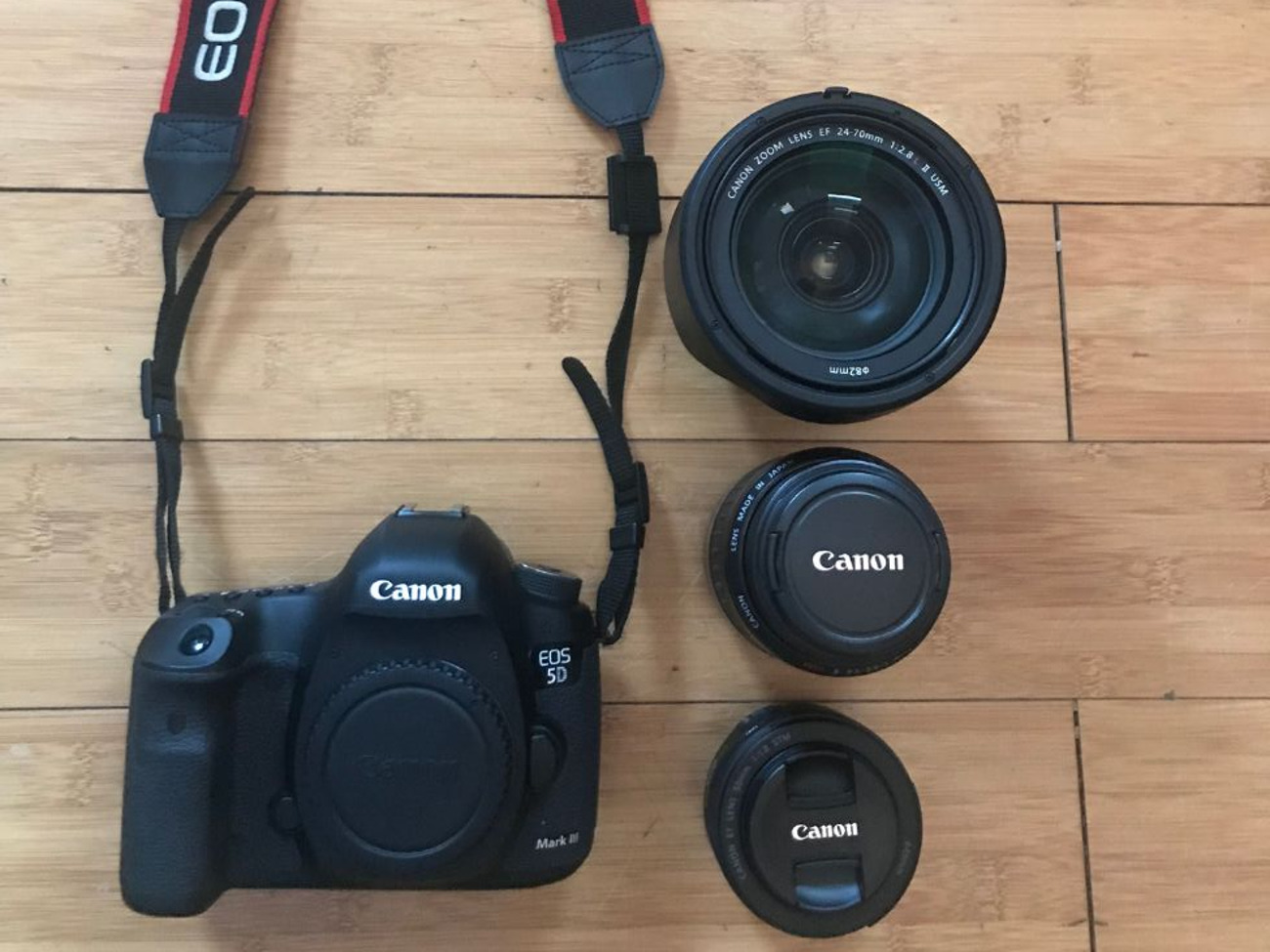 5d mark iii + 3x pro canon lenses - 24-70mm, 50mm, 55-200mm