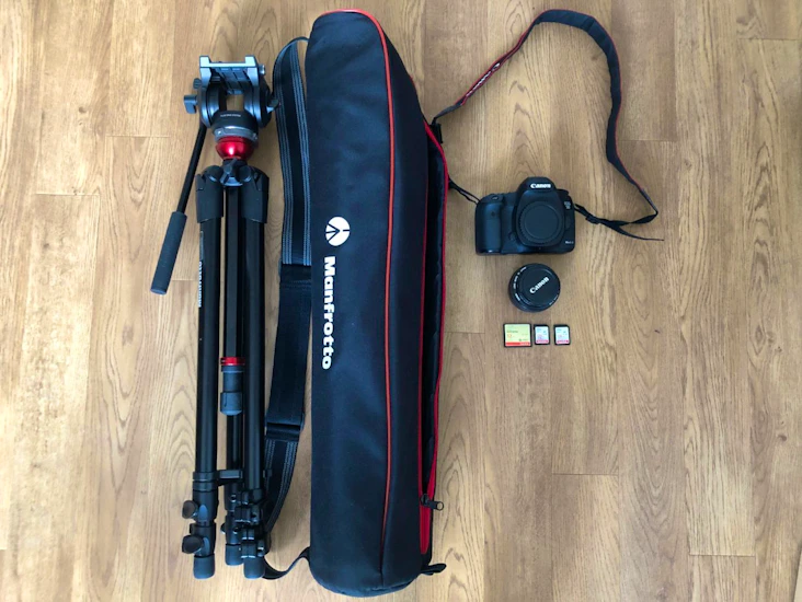 5d mark iii with 50mm 1.4 & manfrotto tripod with fluid head