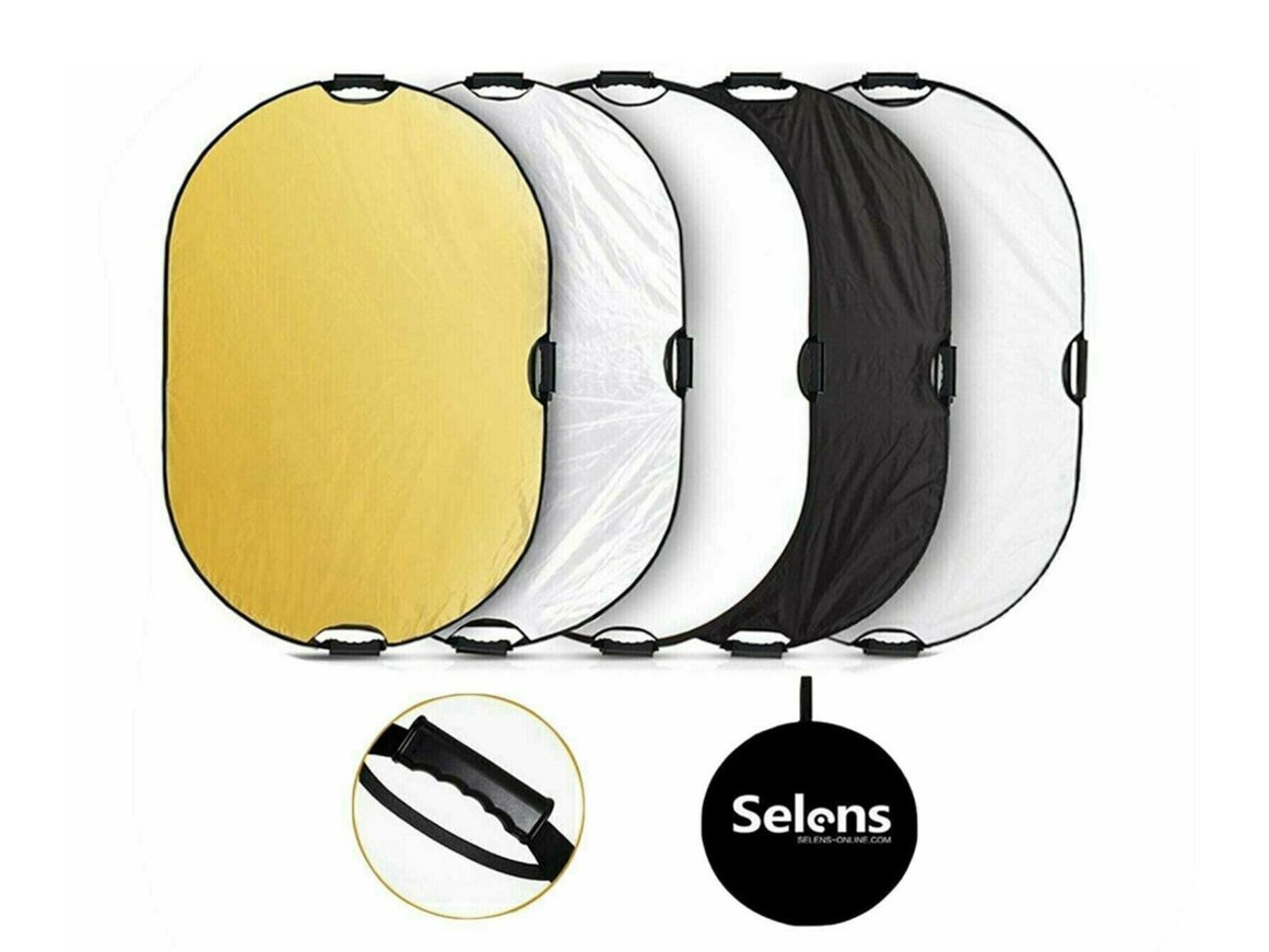 5-in-1 80x120cm collapsible oval reflector
