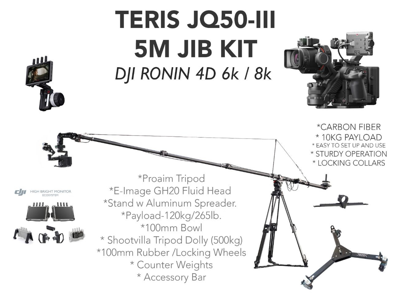 5m carbon jib / crane / boom / ronin 4d / teris jq50-iii