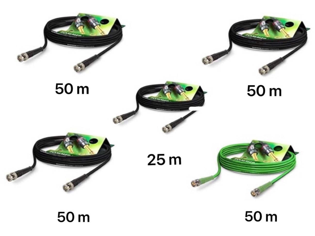 5x sdi/bnc 6g (4k) cables (225m total)