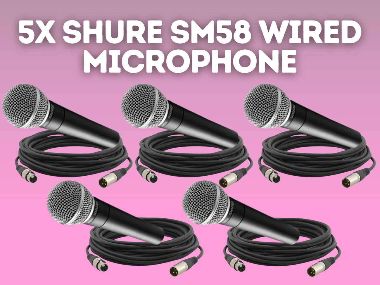 5x shure sm58 microphones + 5m xlr cables
