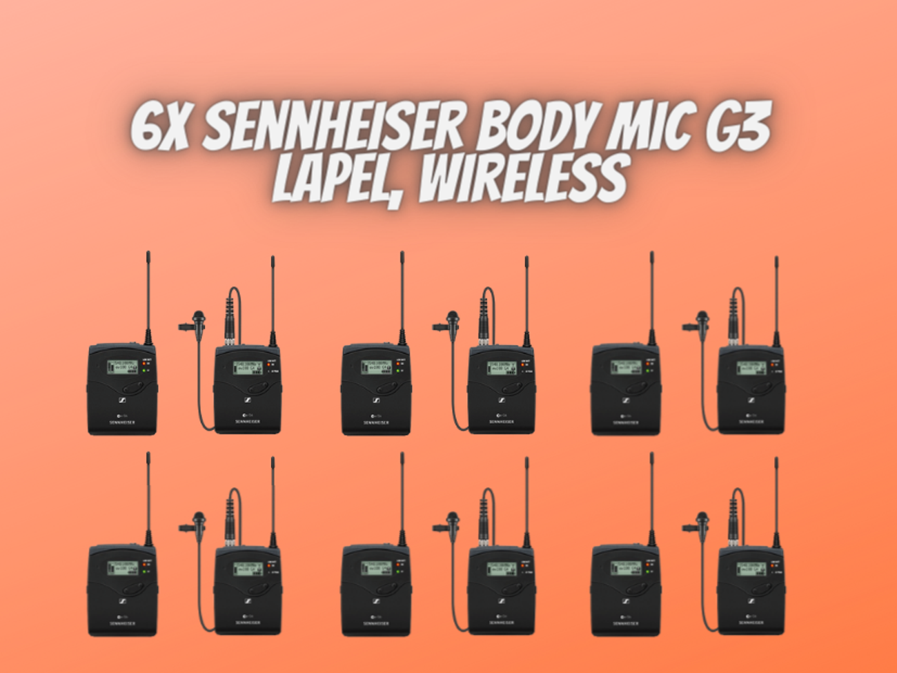 6x body microphone, lapel, sennheiser g3 g4, radio microphone
