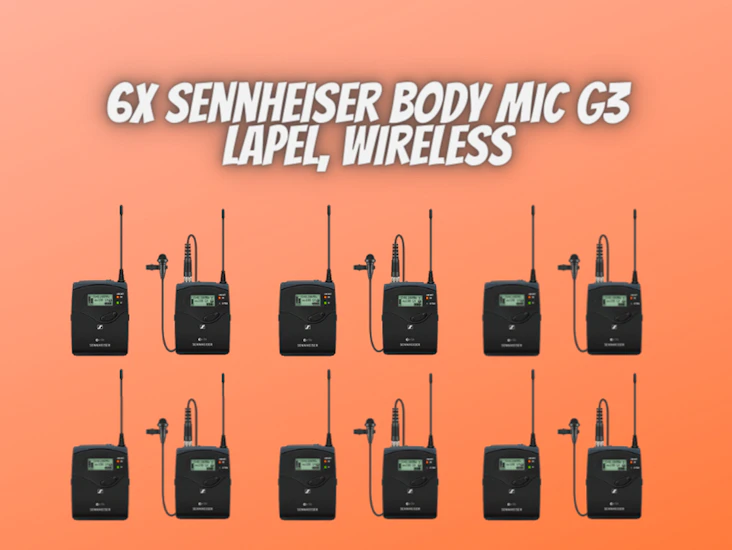 6x body microphone, lapel, sennheiser g3 g4, radio microphone