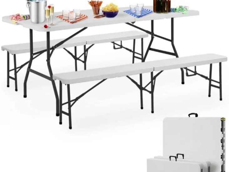 6 piece set x1 6ft folding table & x5 6ft folding benches.