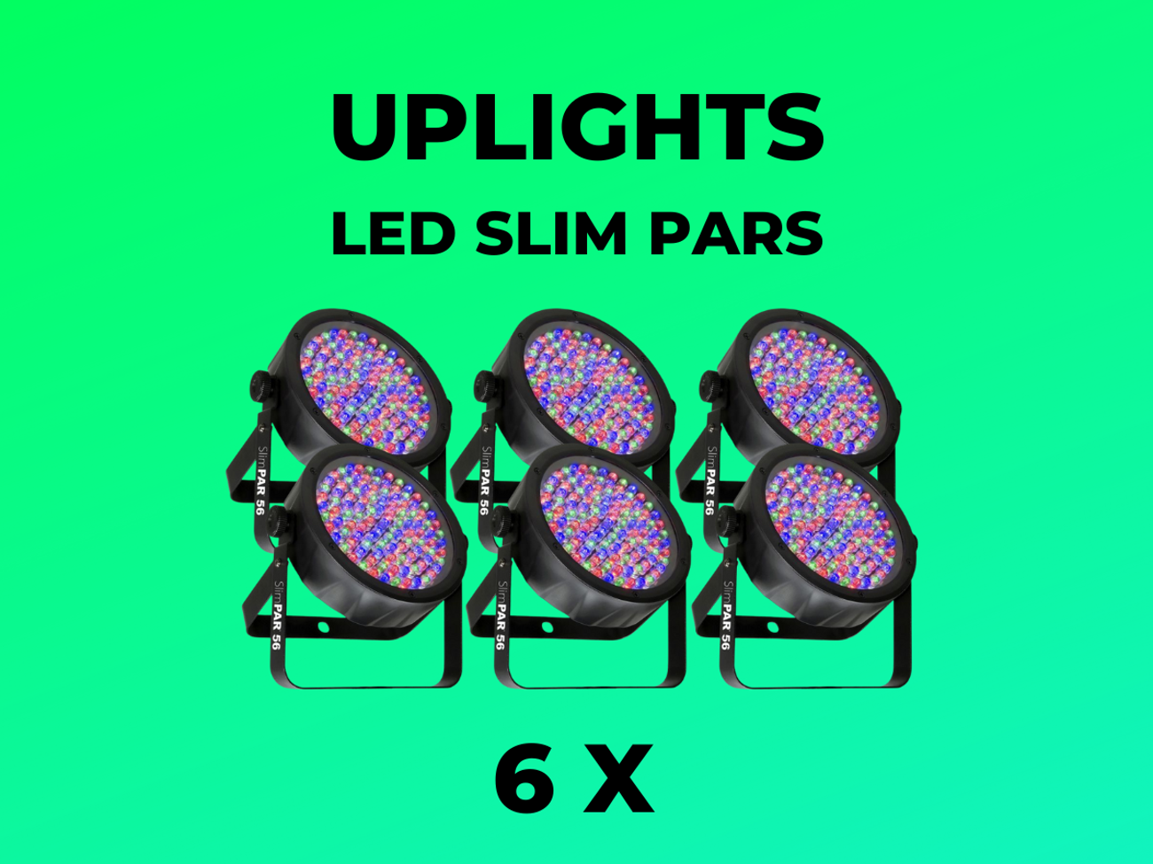 6 x led par uplights + full accessories / power / dmx
