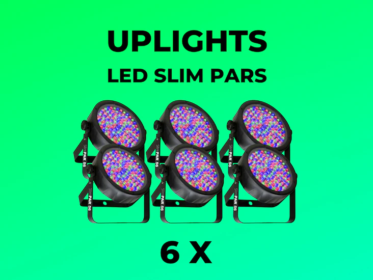 6 x led par uplights + full accessories / power / dmx