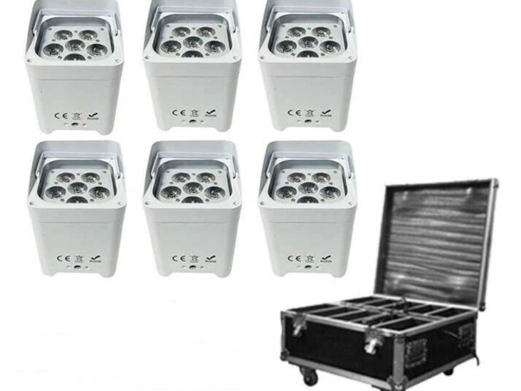6 x wireless dmx uplighter's rgbwa uv par battery power led