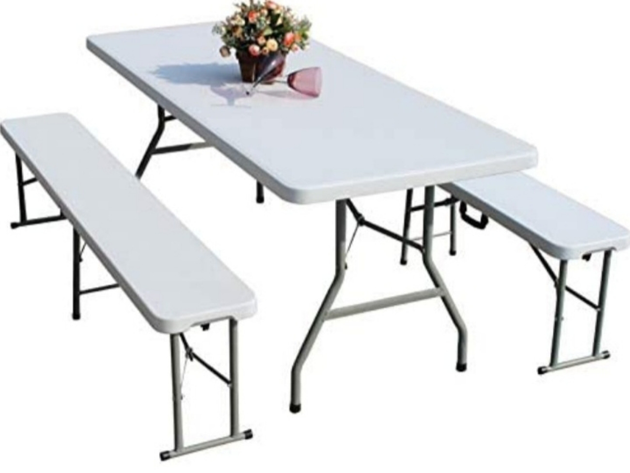 6ft folding table & 2 folding benches