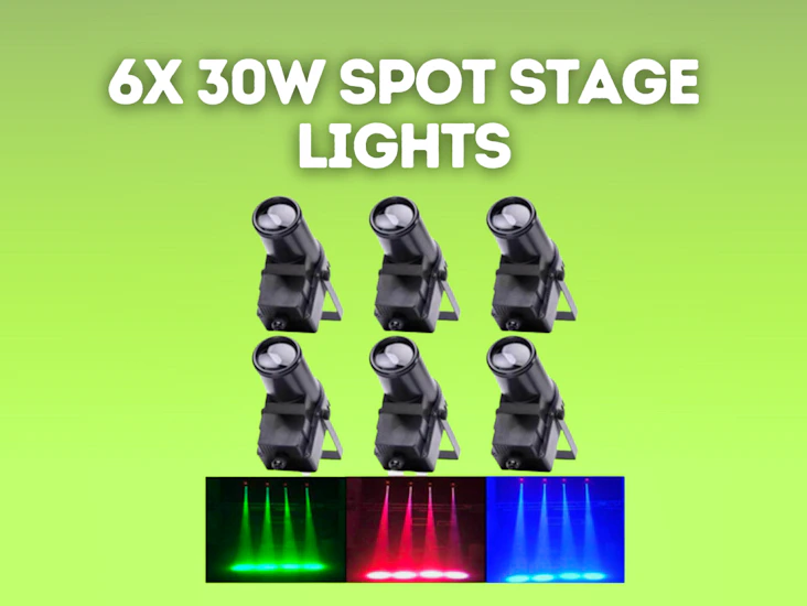 6x 30w spot stage light rgbw dmx 512 pin spot stage lighting