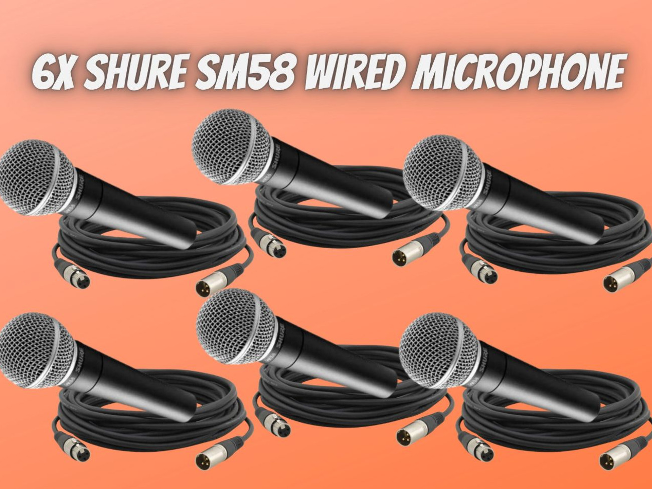 6x shure sm58 microphone + 5m xlr cable