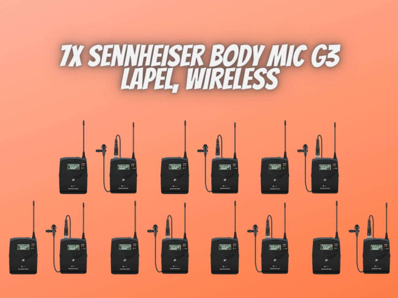 7x body microphone, lapel, sennheiser g3 g4, radio microphone