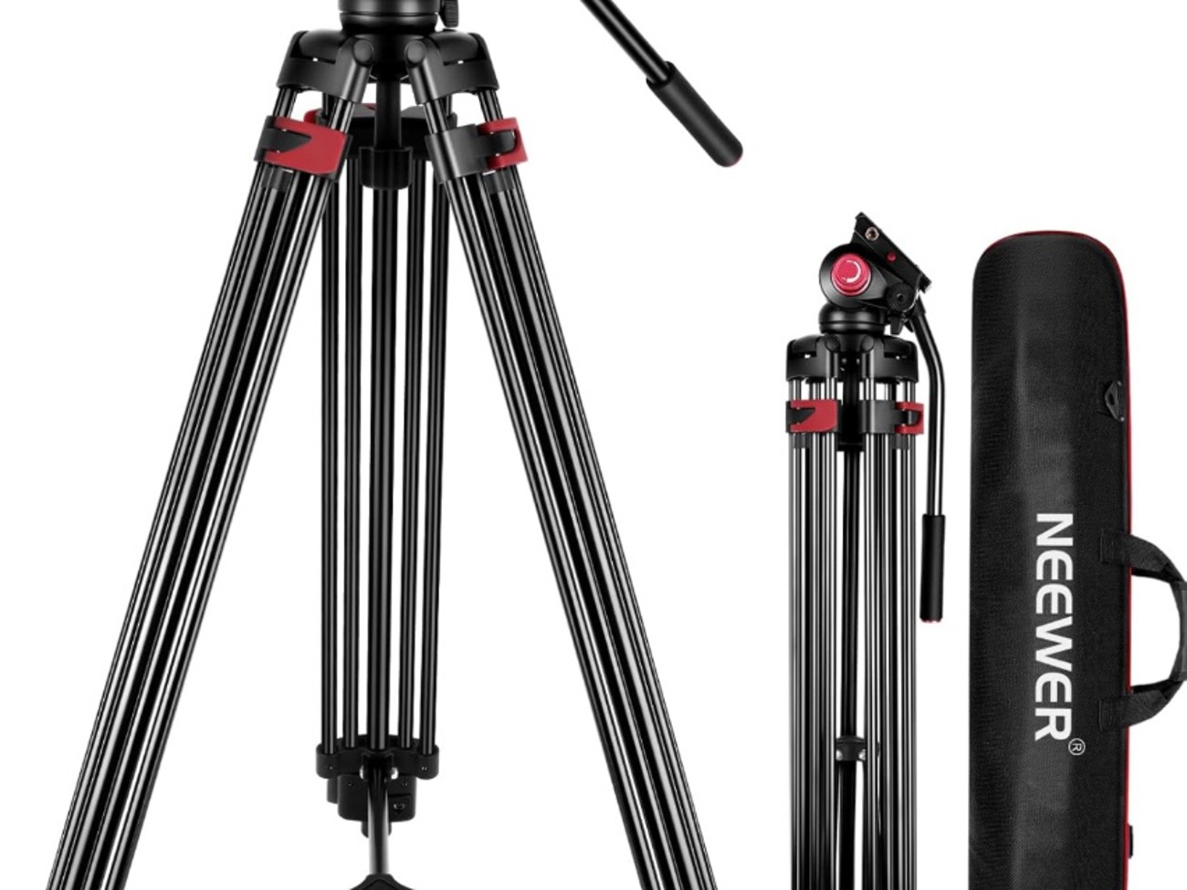 79"/200cm video tripod with 360° fluid drag head