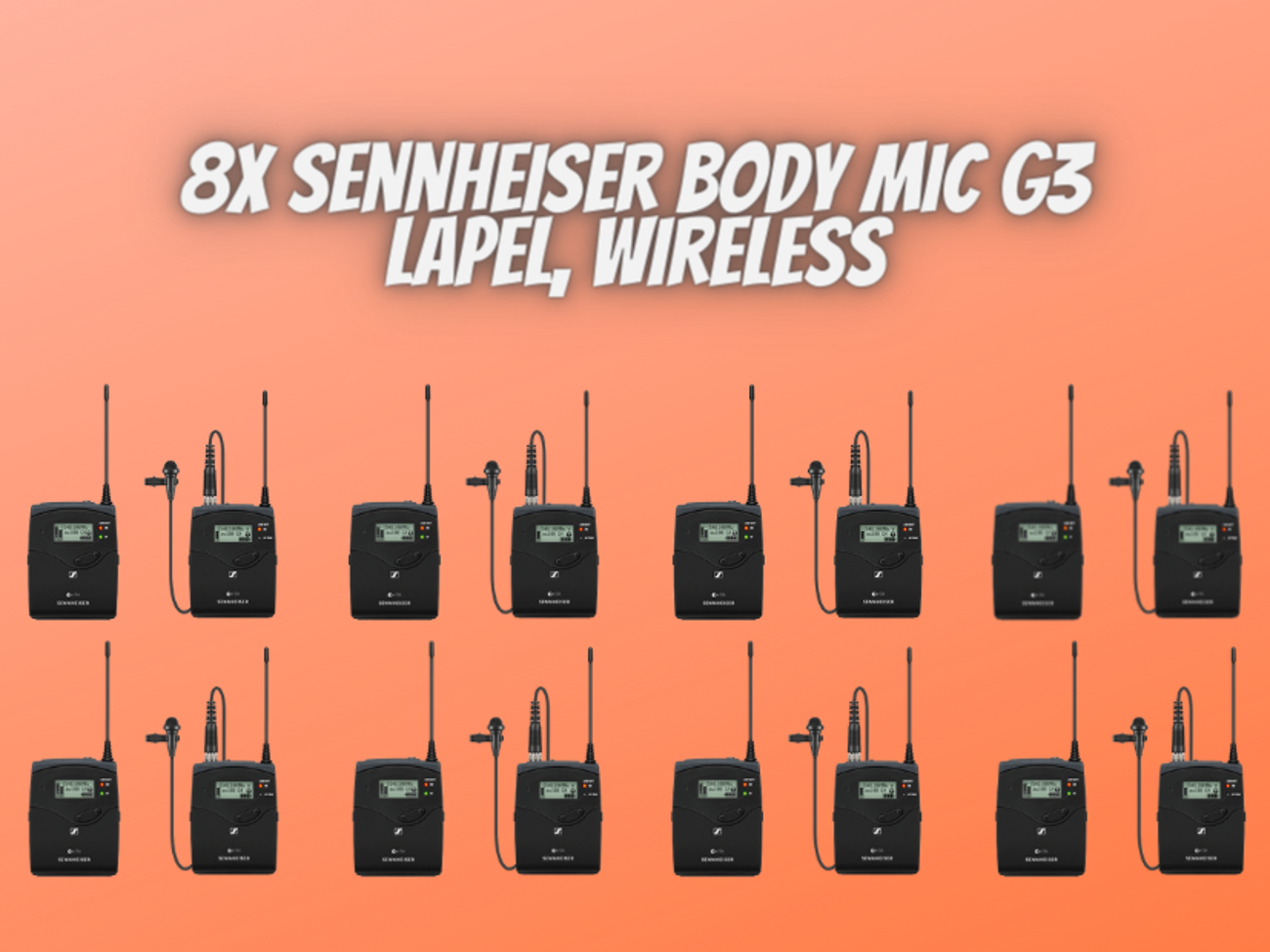 8x body microphone, lapel, sennheiser g3 g4, radio microphone
