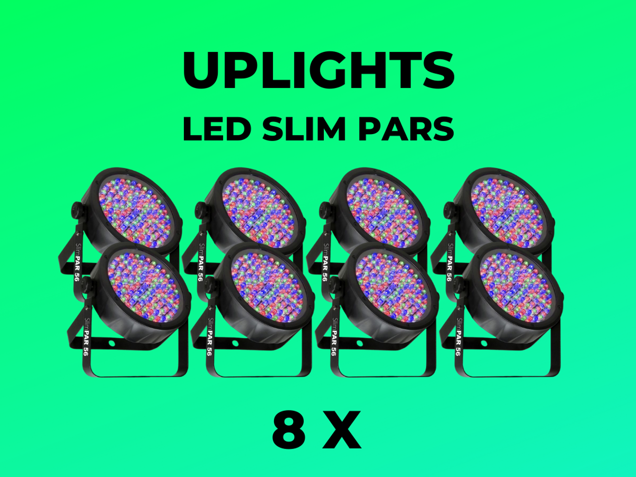 8 x led par uplights + full accessories / power / dmx
