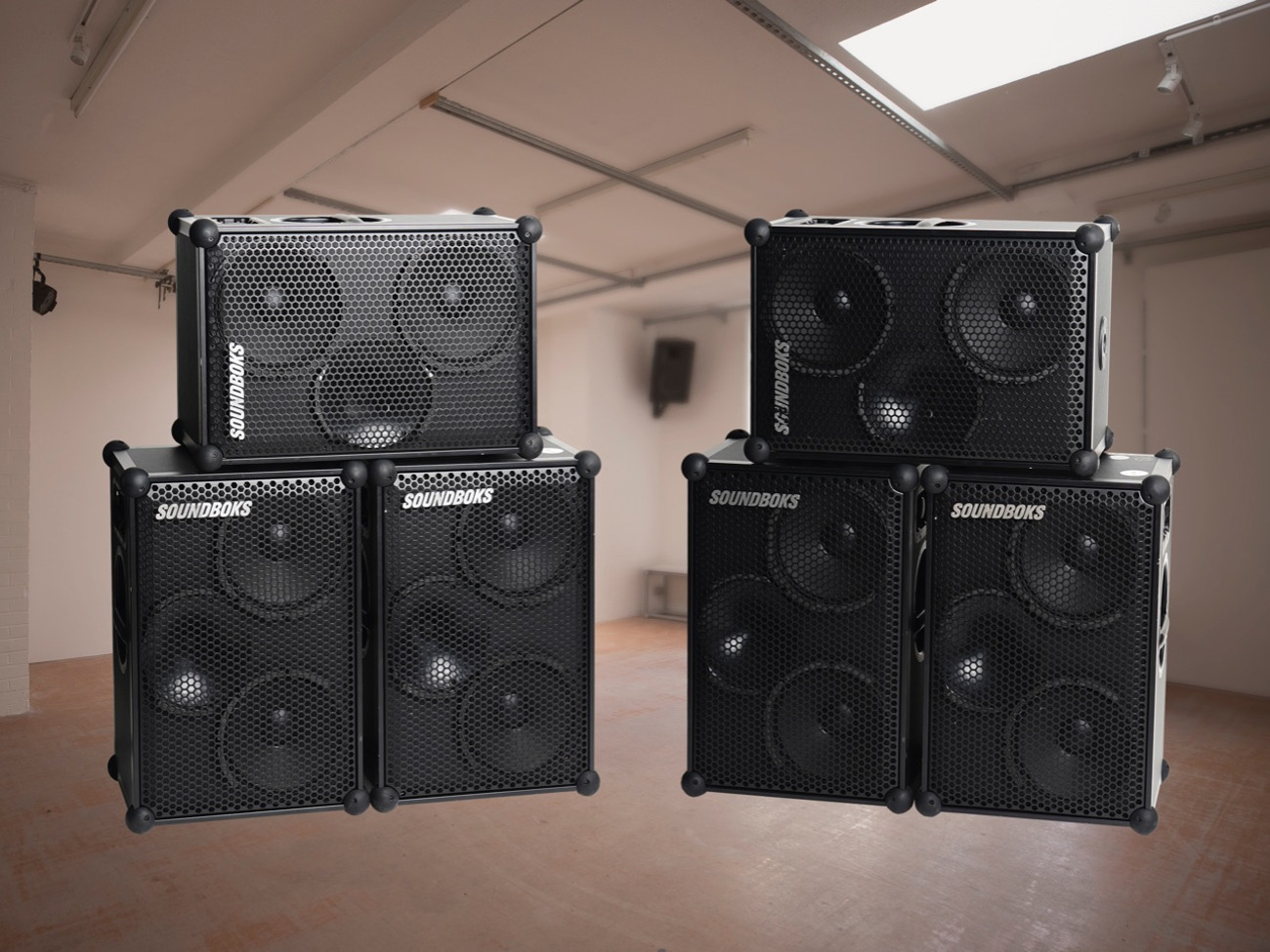 6 x soundboks battery powered pa speakers – 3-way 200w rms