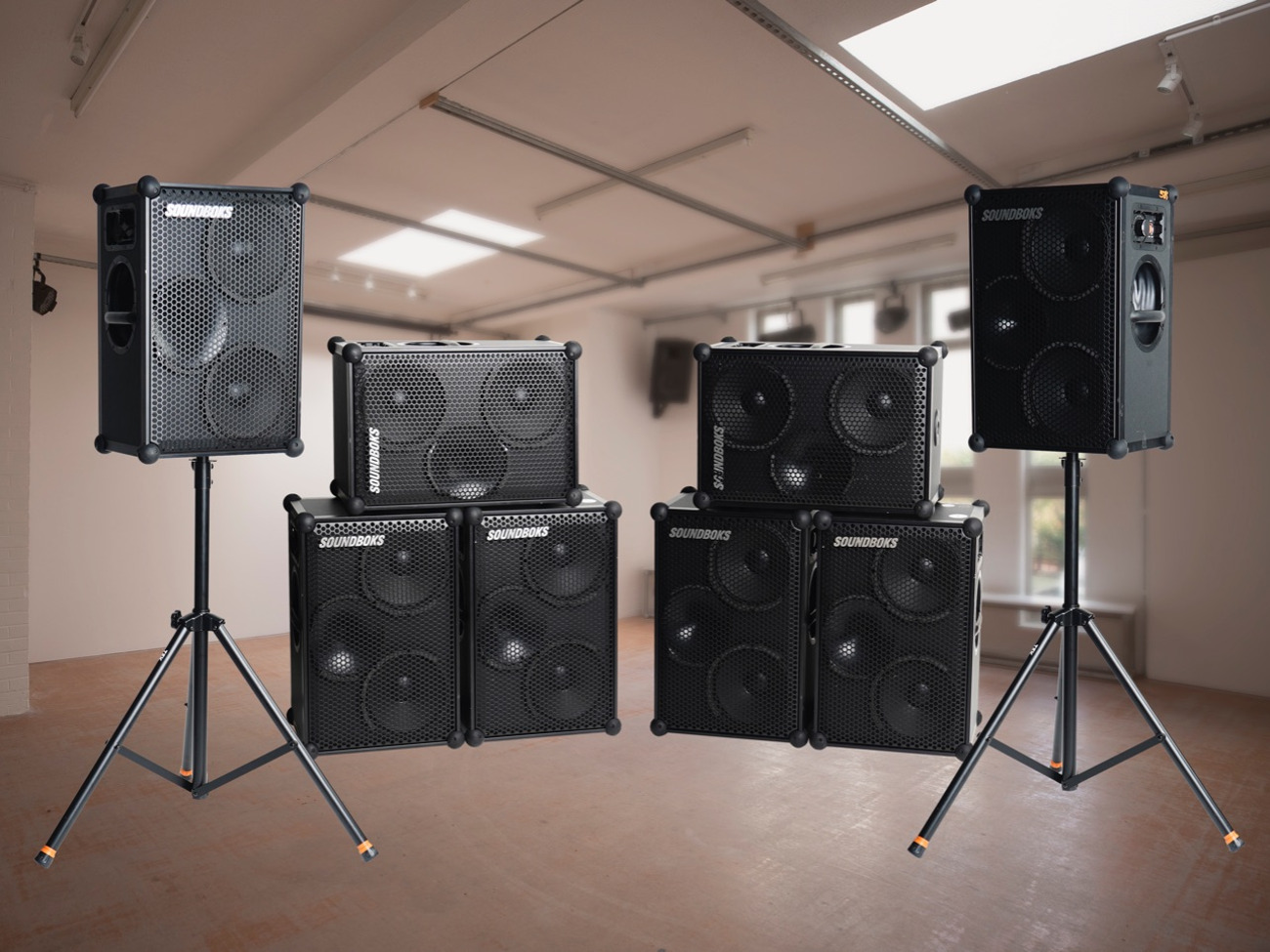 8 x soundboks battery powered pa speakers – 3-way 200w rms