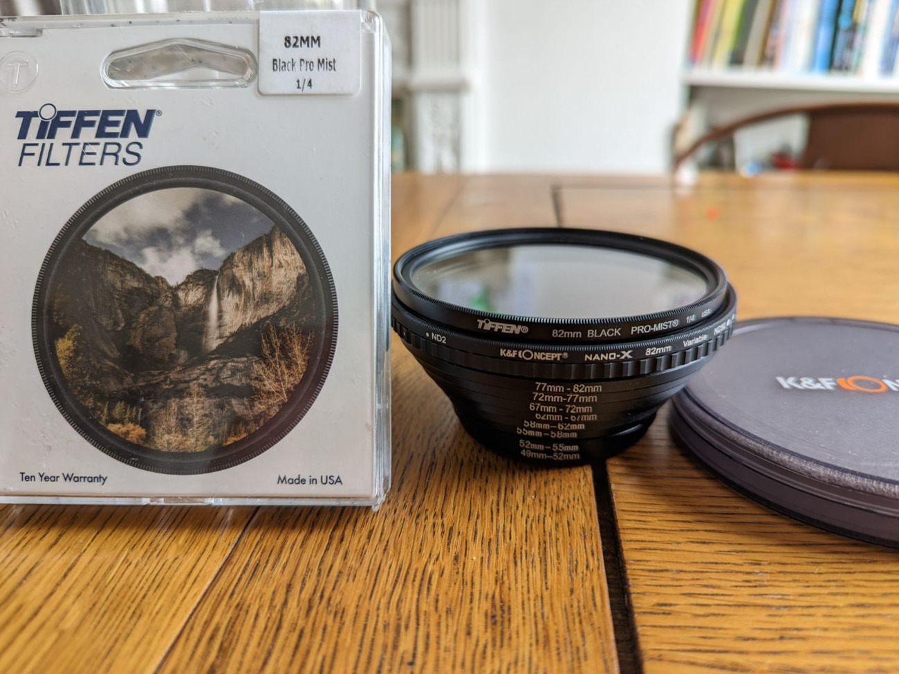 82mm tiffen 1/4 pro mist & polariser & 82mm k&f nd filter