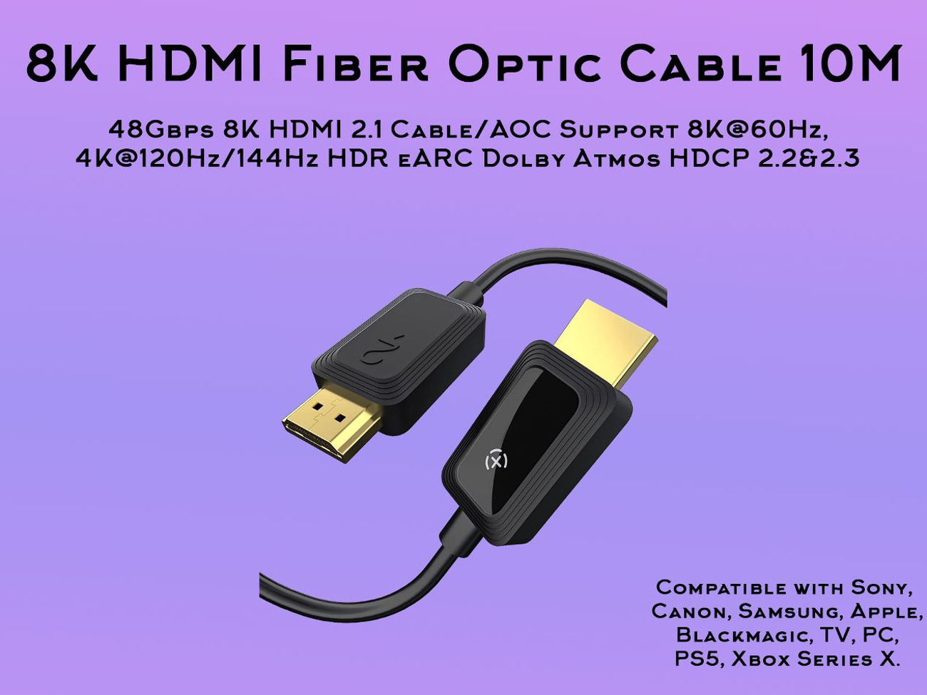8k hdmi fiber optic cable 10m, 48gbps 8k hdmi 2.1 cable