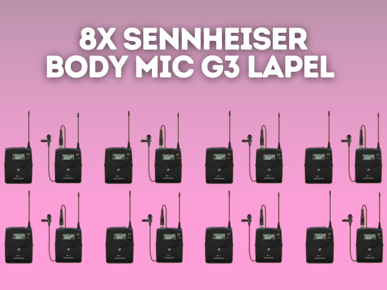 8x body microphone, lapel, sennheiser g3 g4, radio mic