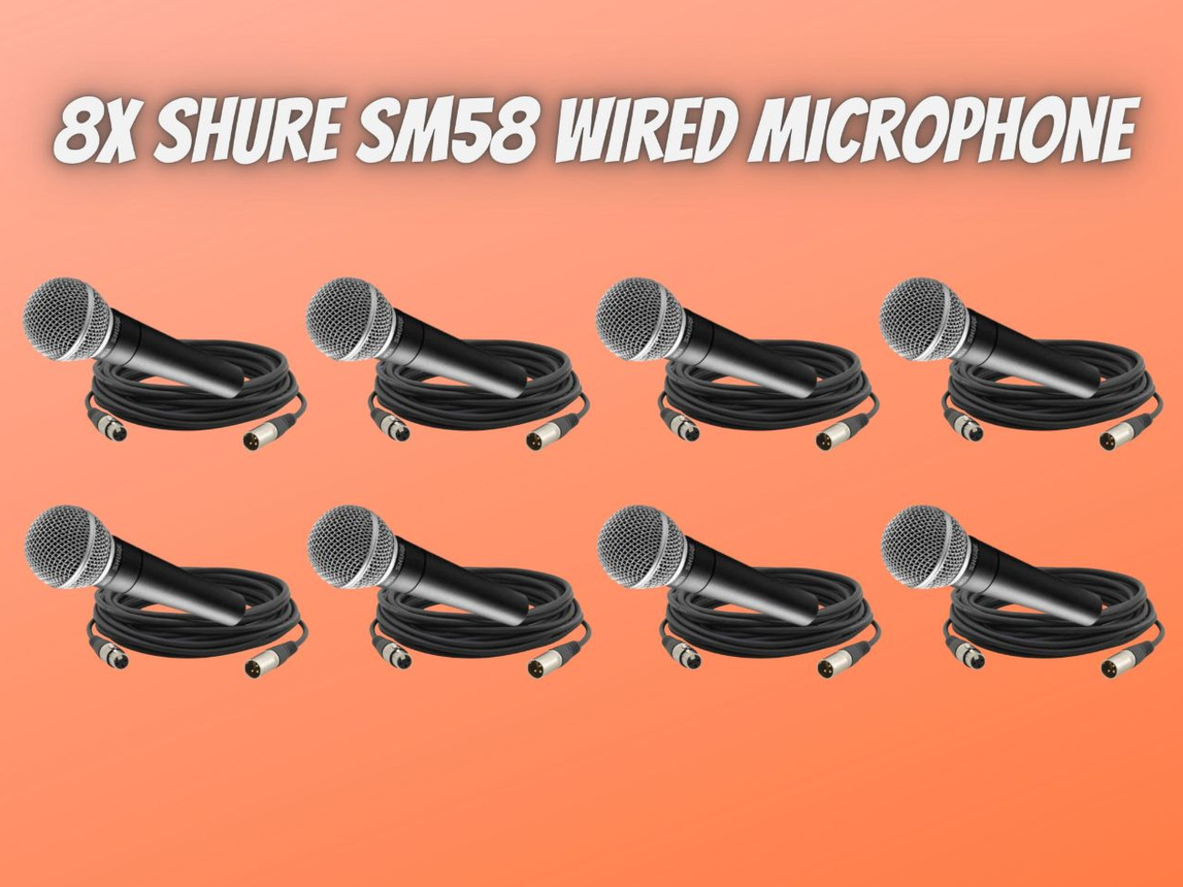 8x shure sm58 microphone + 5m xlr cables